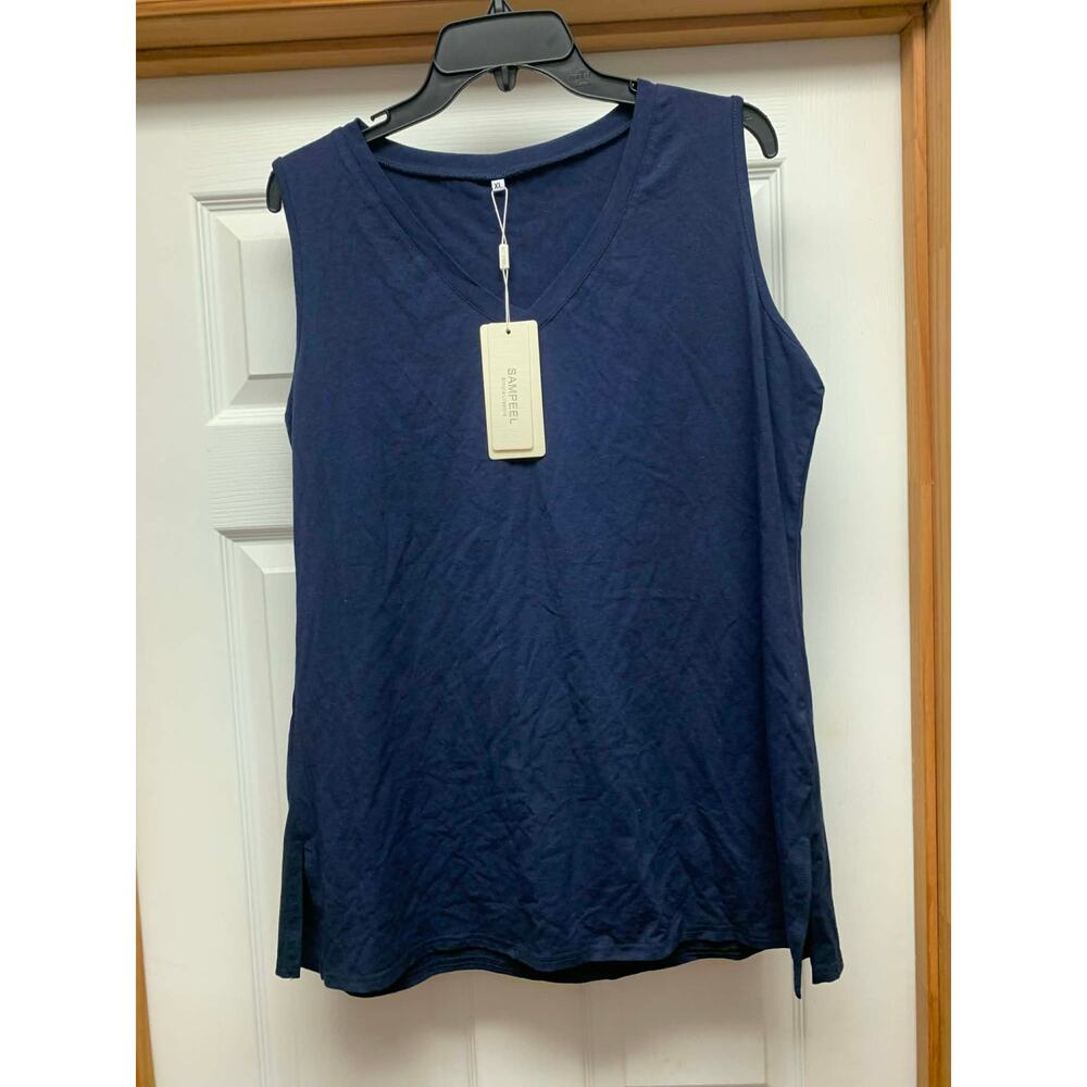Sampeel Navy Sleeveless V Neck Top XL NWT Casual Basic Tank